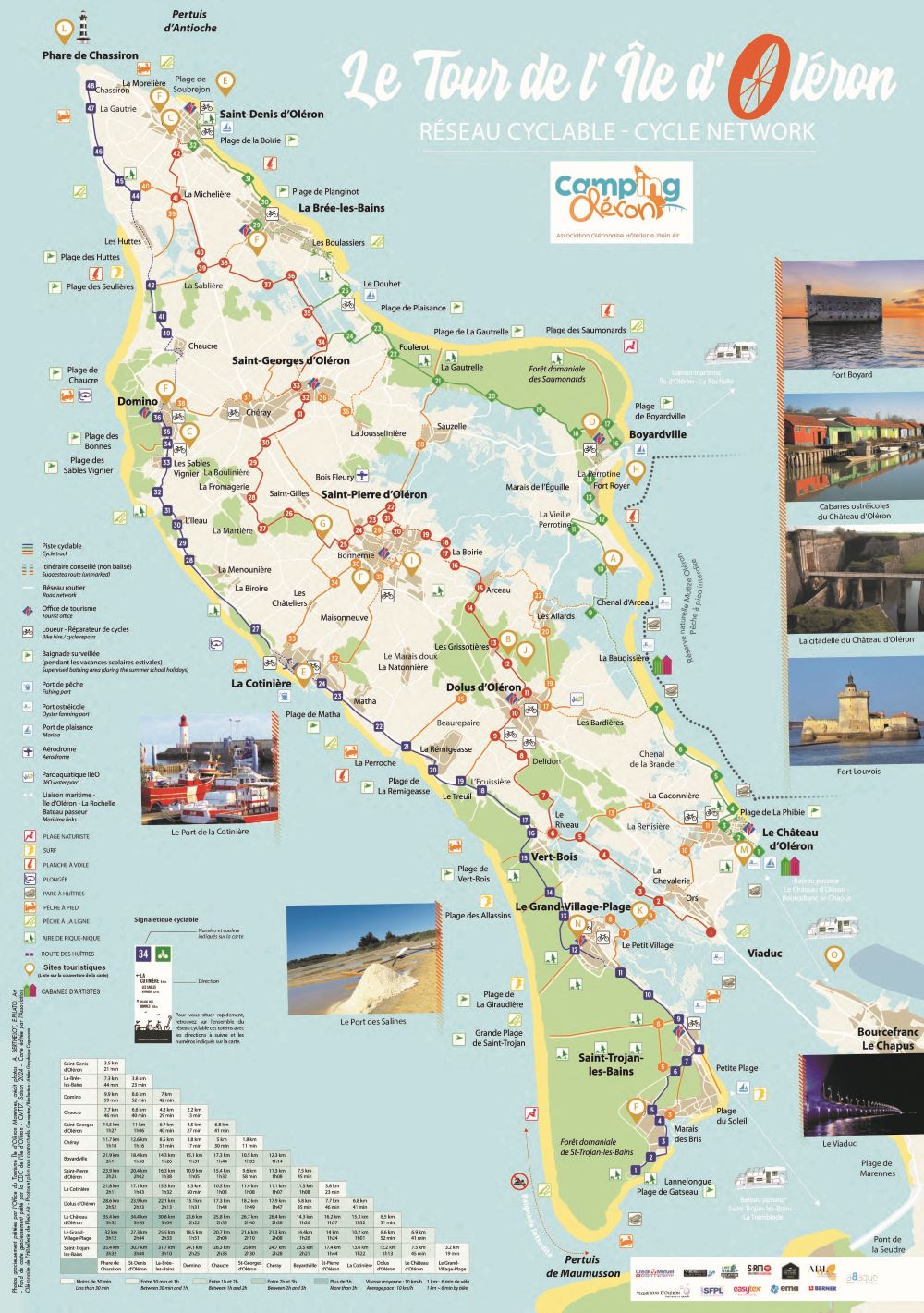 carte pistes cyclables Oléron