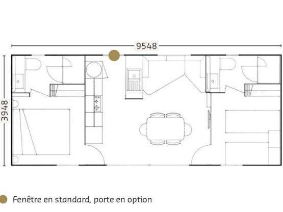 Mobil-home OTELLO de 2 dormitorios, categoría PRESTIGE, con aire acondicionado y amplia terraza cubierta