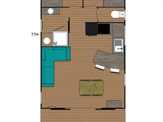 Lodge de L étang PREMIUM+ 32m2 - 2 habitaciones  + terraza cubierta 15m²