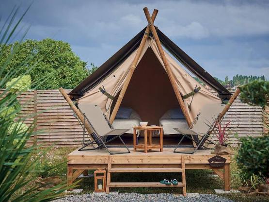 Lodge Moorea 5.5 m² on wooden floor of 11 m² - 1 bedroom with 2 beds of 80/190.