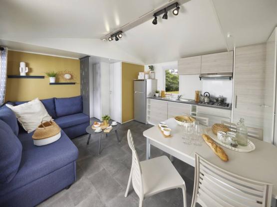 Mobilhome Premium 35m² - 3 habitaciones - terraza cubierta + TV + A/C + lavavajillas + vista al lago