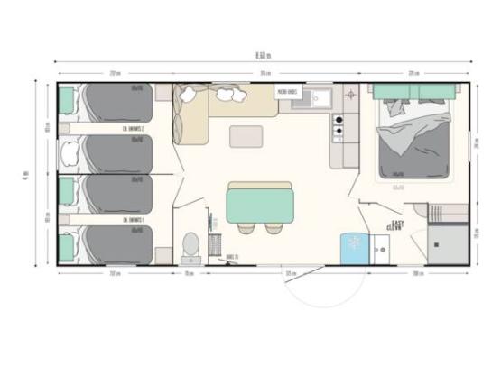 Mobil home maldive 30.50m2 - 3 chambres 6 pers