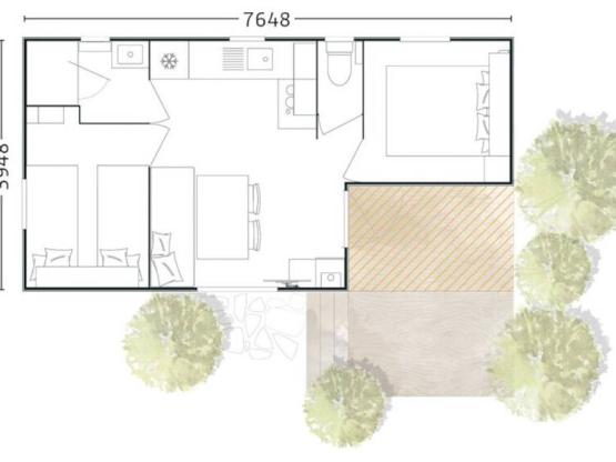 Mobilhome ~26m² - Vue partielle mer - 2 habitaciones + aire acondicionado