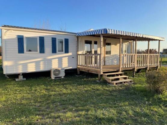 Mobil Home Premium 41m2 (3ch-6pers) + 2 salles de bains + clim + terasse couverte + LVS