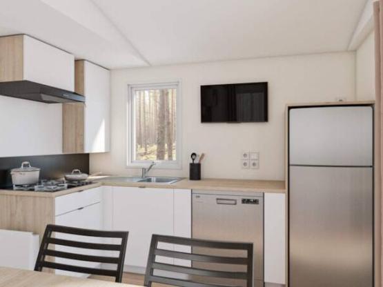 MOBIL HOME Premium Climatisé - TV - Lave vaisselle - 1 ch - 20m²/ Santoline