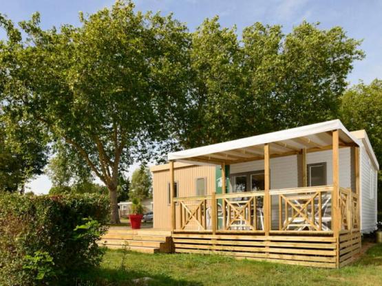 Mobil-home CONFORT 35m² (3 chambres) + CLIM + terrasse semi-couverte + TV + lave-vaisselle