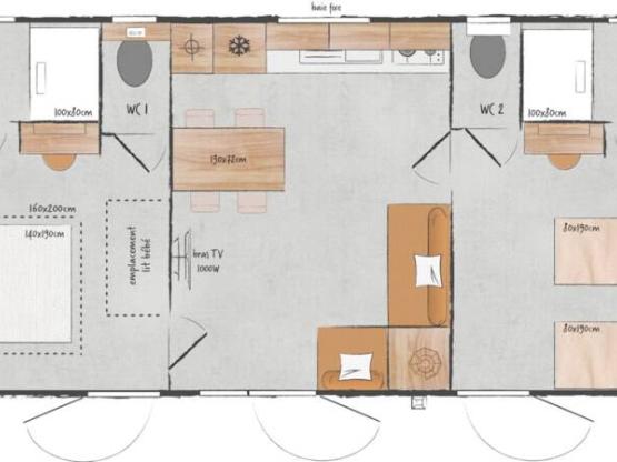 Mobilhome TONGA Prestige 36m² 2 chambres - 2 salles de bains