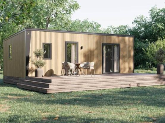 Mobil-home PREMIUM 4p (33m²) , 2 chbres, clim, TV, Lave-vaisselle, terrasse, lit Queen Size