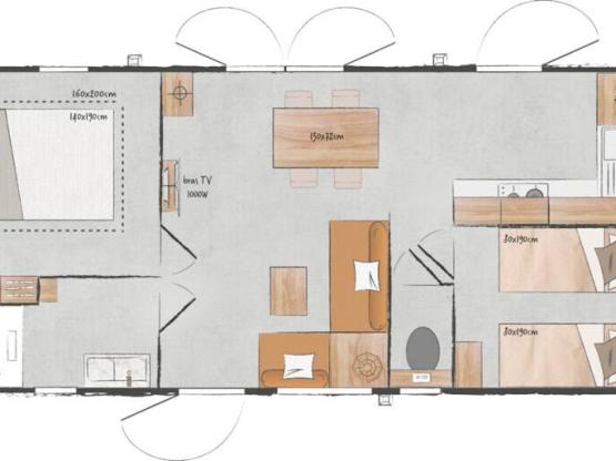Mobil Home Premium Roseau 2chambres - 4 personnes