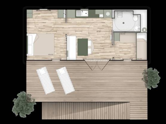 Mobil home 2ch PMR 35m² - terrasse couverte - climatisation optionnelle