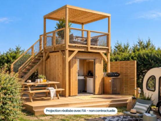 Parcela con baño privado Garden Pack + azotea para 2 personas