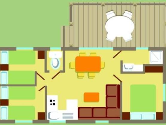 Mobilhome Confort 29m² (3 habitaciones)  + terraza cubierta 14m²