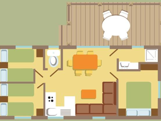 Mobilhome Confort+ 31m² (3 habitaciones) + terraza cubierta 14 m²