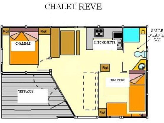 Bungalow classic 5pers 36m² überdachte Terrasse 2 Zimmer