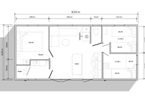 Mobilhome Confort+ 31m² (3 habitaciones) - terraza cubierta