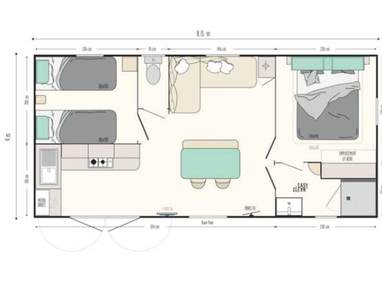 Mobilhome Confort+ 27m² (2 habitaciones) con terraza semi-cubierta 18m² - Vista al Loire