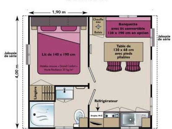 Mobil-home Confort - 1 habitación - 16m²