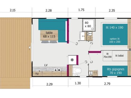 Mobolhome PREMIUM 2 habitaciones + terraza cubierta