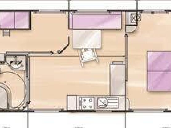 Mobilhome Confort 32m² (2 habitaciones) terraza cubierta - adaptado para discapacitados