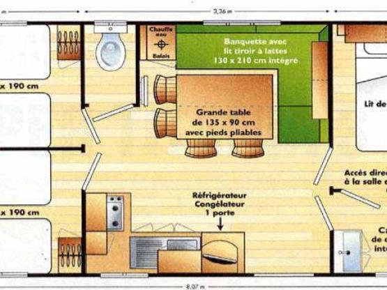 Stacaravan Grand Confort 6/8 Pl. - 3 slaapkamers